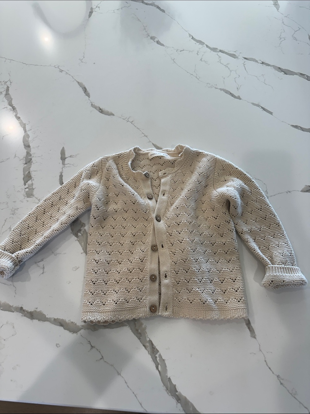 Quincy Mae Cream Knit Button-Up Cardigan